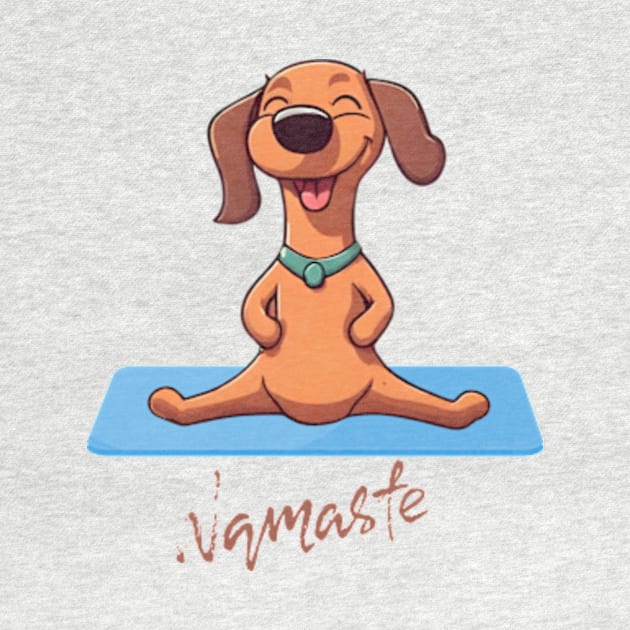 cute wiener dog doing yoga namaste by badrhijri